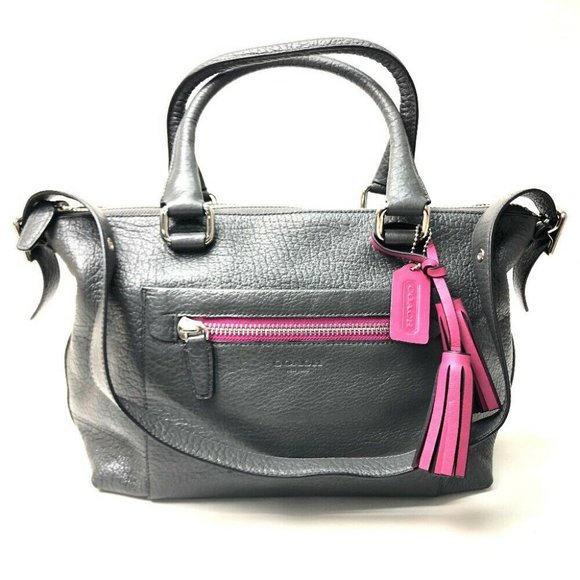 Authentic COACH 21140 Textured Legacy Satchel Shoulder Bag Hand Bag 2 way bag - Picture 1 of 9